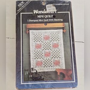 WonderArt Quilt Blocks Stamped Cross Stitch Pattern Floral Gingham